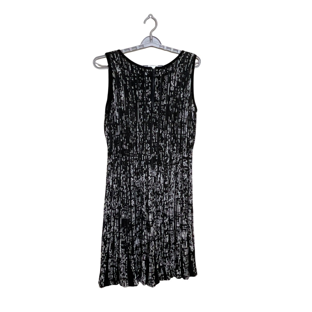 NIC+ZOE Dress Womens L Black Good Sleeveless Knit Abstract Textured Fit & Flare